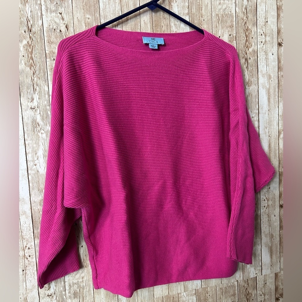 CeCe L batwing boatneck pink dramatic sleeve sweater - Picture 2 of 6